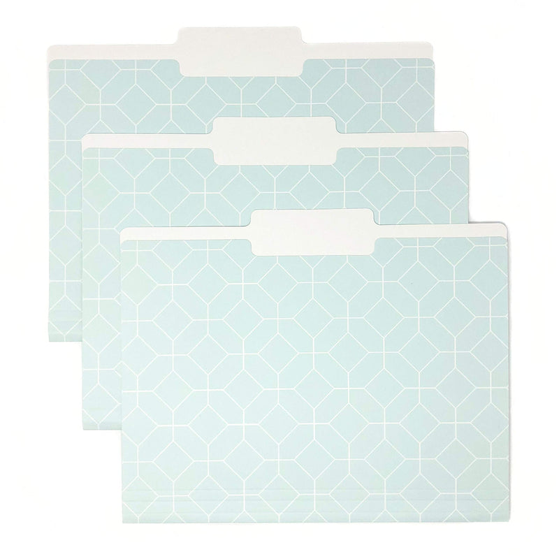 Set of 9 Designer File Folders with a Smooth Matte Finish, 9.5 x 11.75 inches by Kahootie Co. (Teal Assorted) Teal Assorted