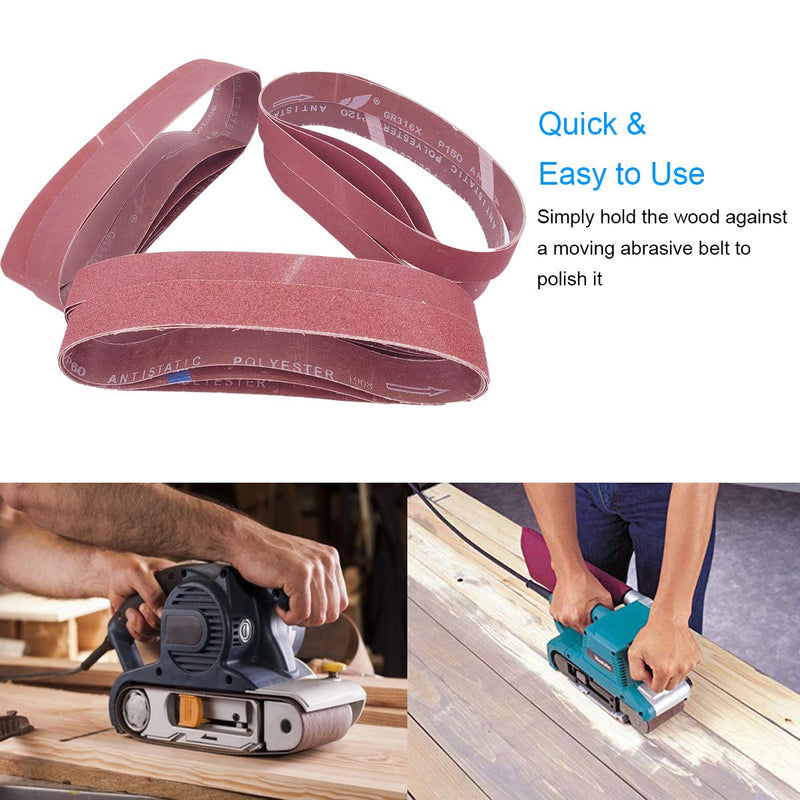 Sackorange 18 PCS 1-1/2 inch x 30 inch Abrasive Sanding Belts - 3 Each of 60 80 120 150 240 400 Grit Aluminum Oxide Sander Belts For Belt Sander