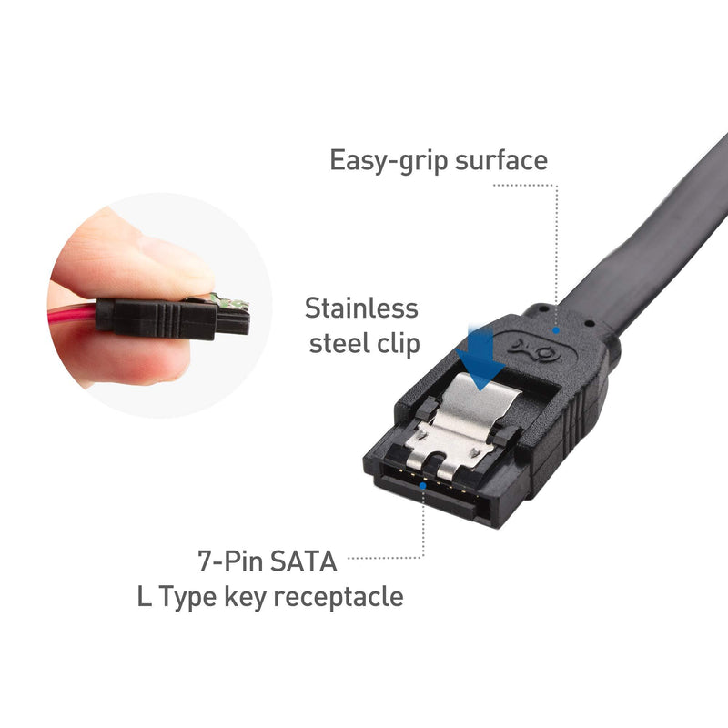 Cable Matters 3-Pack 90 Degree Right Angle SATA III 6.0 Gbps SATA Cable (SATA 3 Cable) Black - 18 Inches