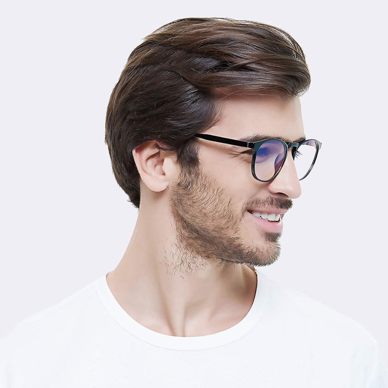 FEIYOLD Blue Light Blocking Glasses Women/Men,Retro Round Anti Eyestrain Computer Gaming Glasses(2Pack) Black+gradient Purple
