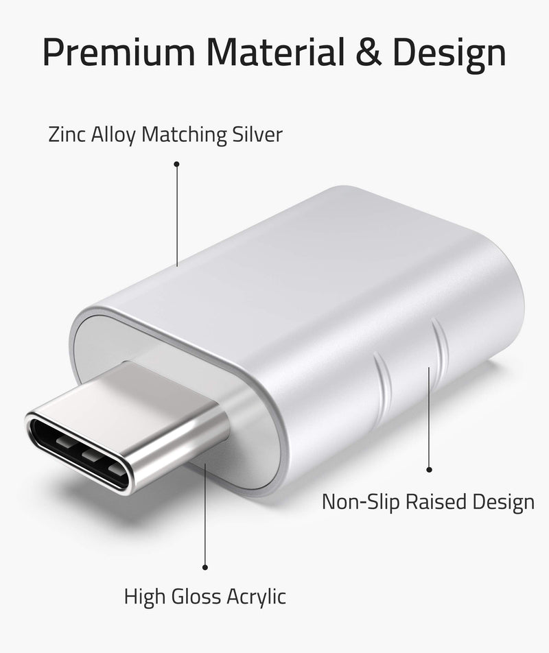 Syntech USB C to USB Adapter [2 Pack] USB C Male to USB3 Female Adapter Compatible with MacBook Pro 2021 iMac 2021 iPad mini 6 iPad Pro 2021 MacBook Air 2020 Surface Pro 8/X Go and Other Type C Device Silver