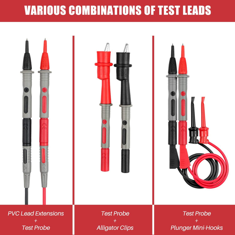 AstroAI 8Pcs Multimeter Test Leads Kit,Digital Multimeter Leads with Alligator Clips and Plunger Test Mini Hooks Test Probes 1000V 10A CAT III & CAT IV 600V for Multimeter, Voltmeter, Clamp Meter