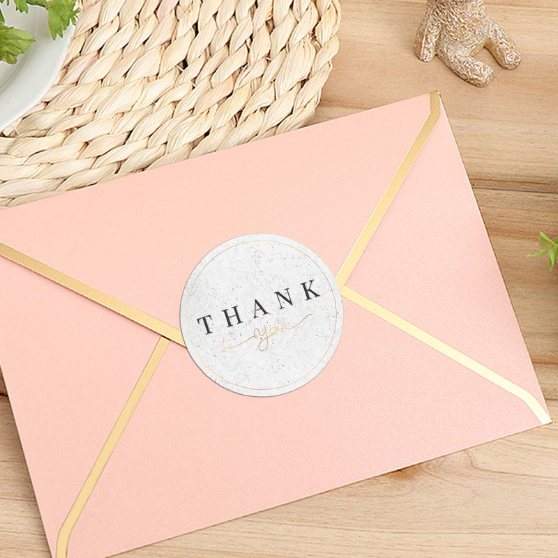 Thank You Stickers, Modern Marble Thank You Label Stickers, Chic Geometric Label Stickers for Wedding, Company, Birthday Party Favors, Small Business, 1.4 Inch, 500 Labels Per Roll.