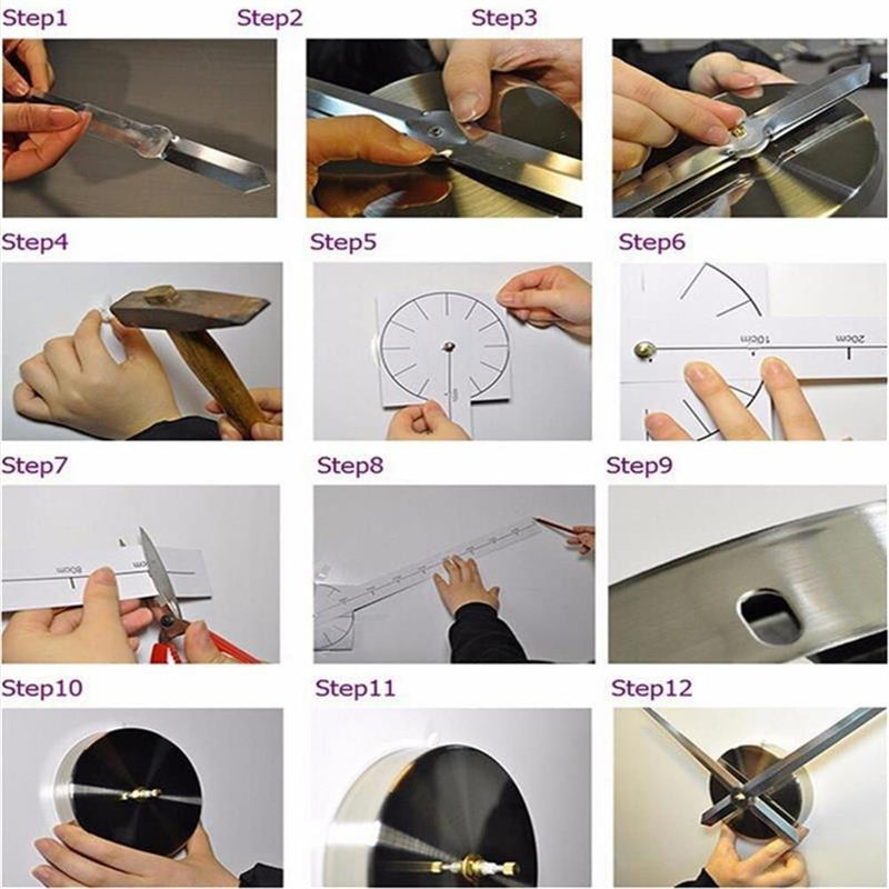 FASHION in THE CITY 3D DIY Wall Clock Creative Design Mirror Surface Wall Decorative Sticker Watches (Black) Black