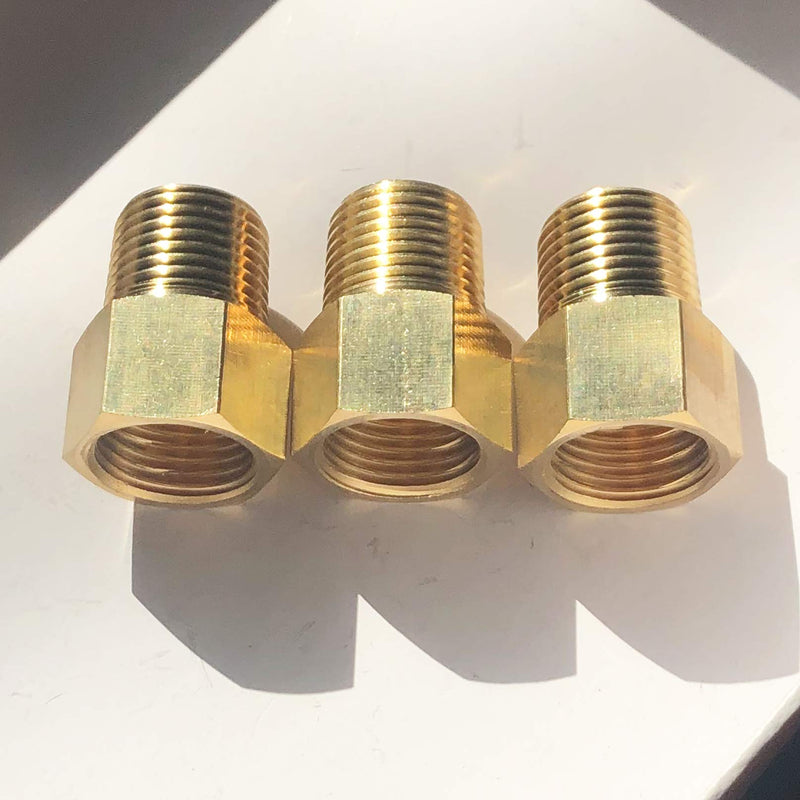 3 Pack NPT 1/2"Male x G1/2" Female Brass Pipe Fitting Reducer Thread Adapter