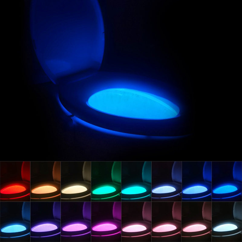 Rechargeable Toilet Bowl Night Light, 16-Color LED Motion Activated Sensor Nightlight, Cool Fun Gag Gadget for Husband Men Women Him Mother Father Day 1 Pack New