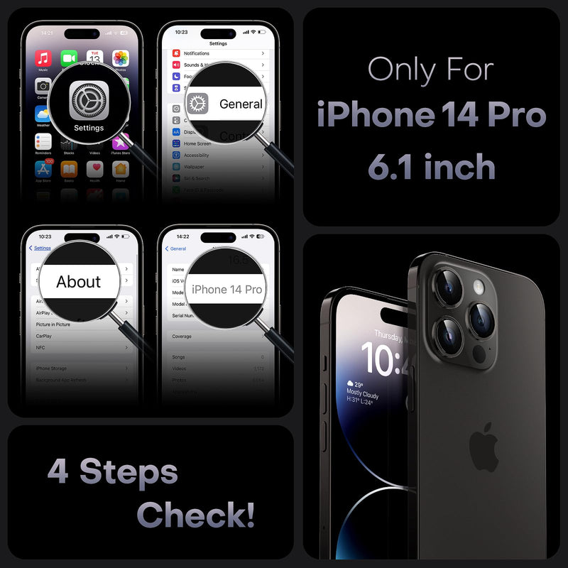 TOCOL 3 in 1 Magnetic for iPhone 14 Pro Case, Upgraded [Full Camera Protection] with 2 Screen Protector, Fit for MagSafe, [Military Grade Drop Tested] Slim Translucent Matte Back Cover 6.1", Black Magnetic-Black