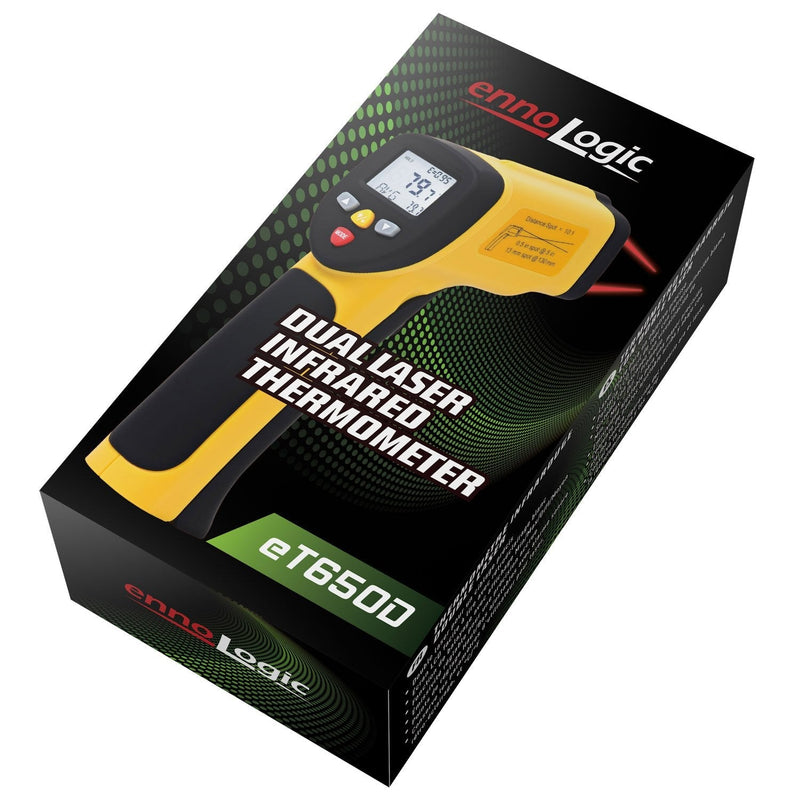 ennoLogic Temperature Gun (NOT for Body Temperature) - Dual Laser Non-Contact Infrared Thermometer -58°F to 1202°F - NIST Option Available - Accurate Digital Surface IR Thermometer eT650D