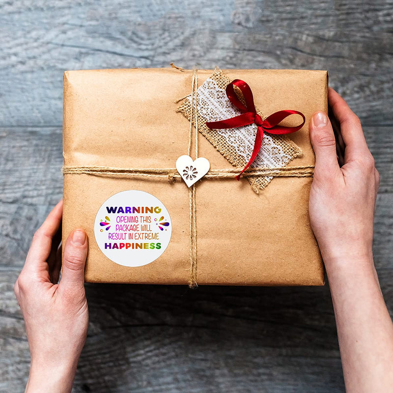 Littlefa 1.5” Warning Opening This Package with Rainbow Design Stickers,Thank You Stickers,Bakeries Stickers,Handmade Stickers,Small Business Stickers, Envelopes Stickers, Gift Bags Packaging 500 PCS L074 Warning Rainbow - S