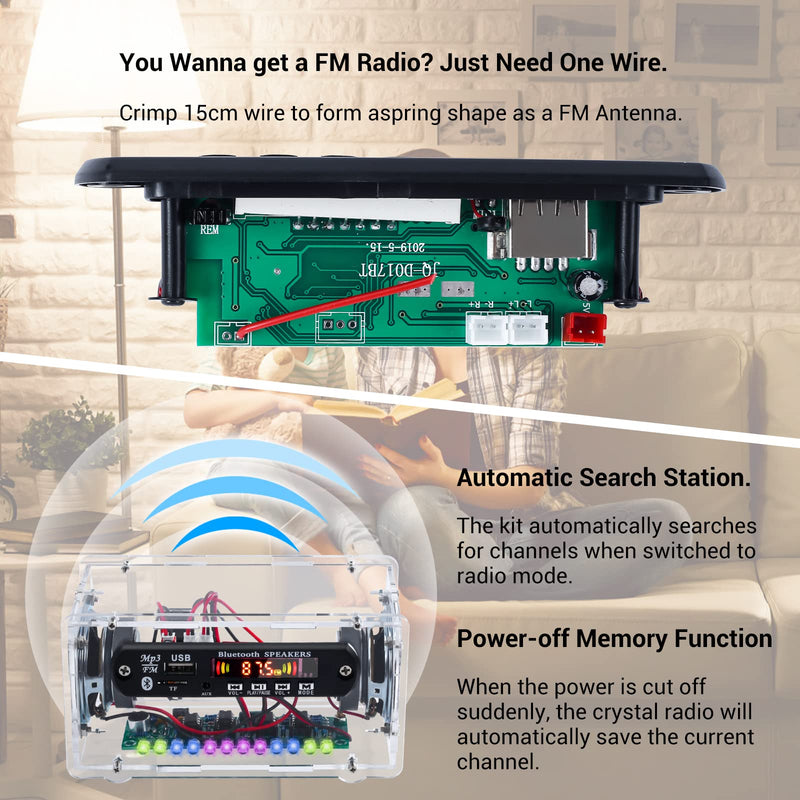 MiOYOOW DIY Electronics kit Ḅḷueṭooṭḥ Speaker with FṂ Radio, Soldering Practice Kit USB Mini Home Sound Amplifier DIY Kit with Digital Display and Colorful LED Lights for School Science Project