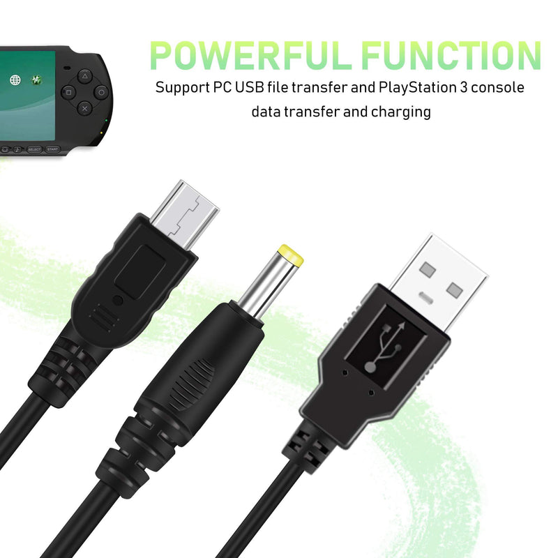 2 Pack PSP Charger Cable, Portable USB PSP Power Cord & Data Cable for Sony PSP 1000 2000 3000, Charging Cord 2-in-1