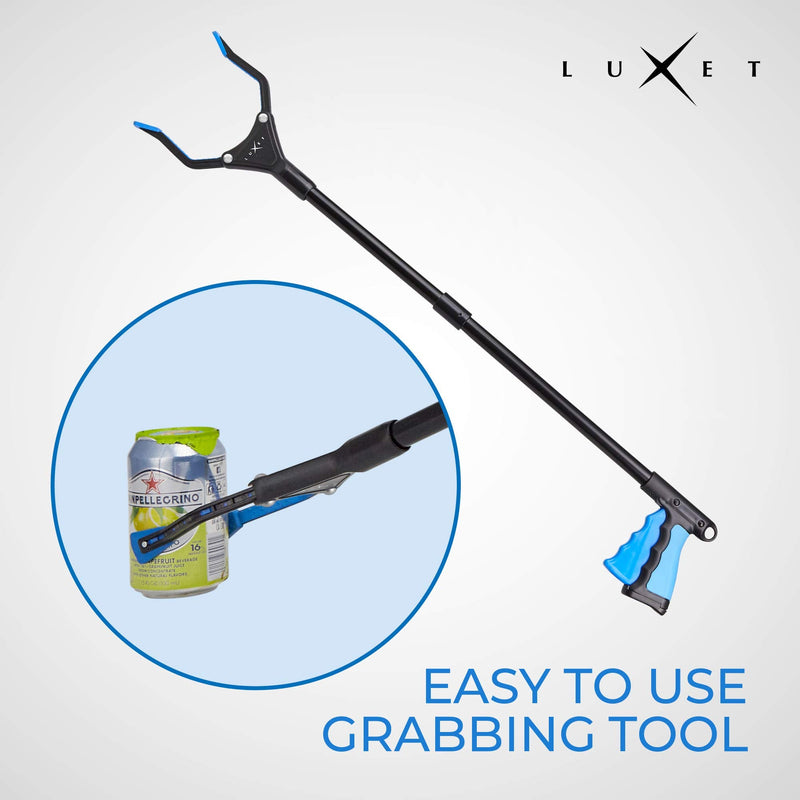 Grabber Reacher Tool - 26" Steel Portable Pick Up Stick - Strong Grip Magnetic Tip for Store Shelves Lightweight Garbage Litter Trash Picker Claw Grabber Tool for Elderly - by Luxet (Blue) Blue