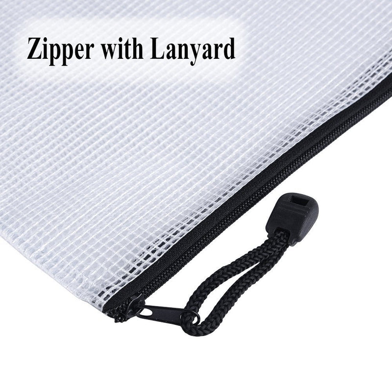 OAIMYY A3-Waterproof Tear-Resistant Plastic Zipper Pen File Document Folders Pockets Travel Bags,6-Pcs,Black