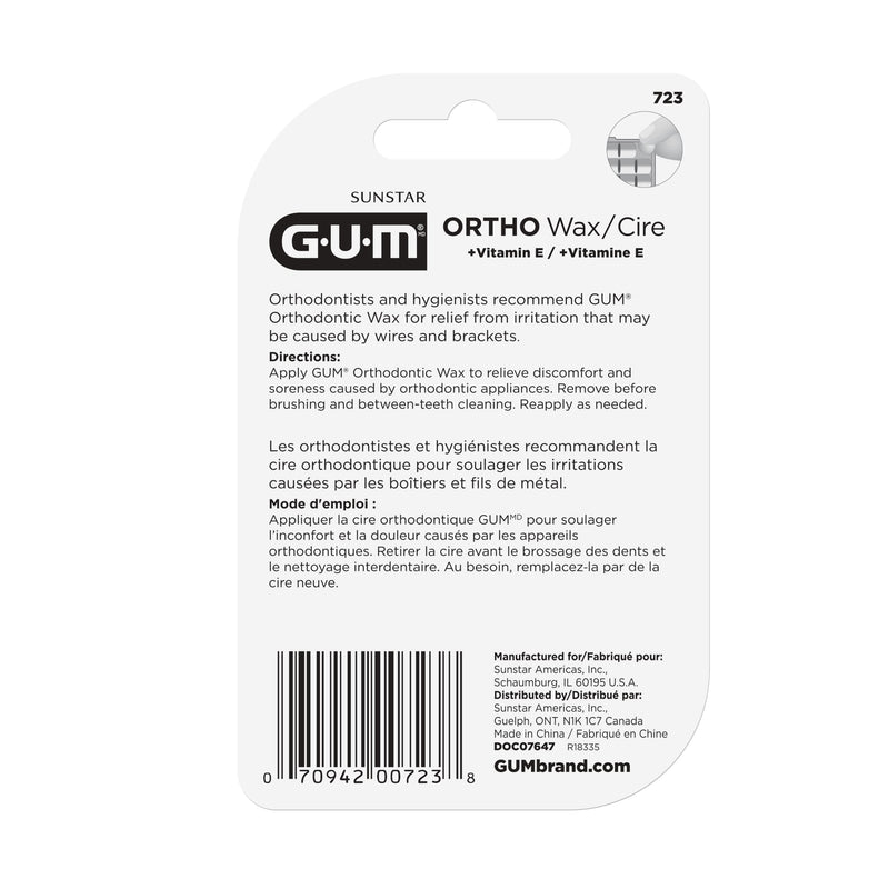 GUM - 10070942007235 Orthodontic Wax with Vitamin E and Aloe Vera (Pack of 6) Unflavored 6 ct