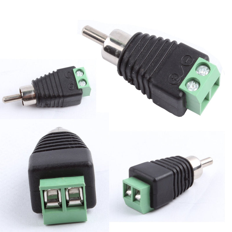 RCA Male To AV Screw Terminal Adapter 20-Pack Phono Plug solderless Converter Audio Vedio Spearker Wire Connector, CCTV Application