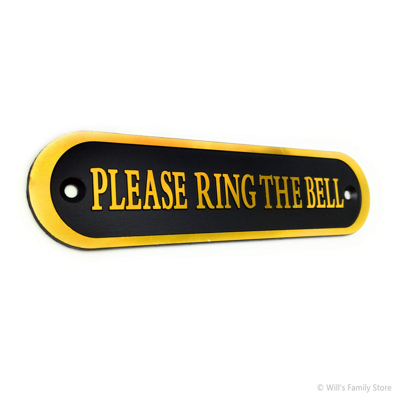 Will's Family Store Please Ring The Bell Aluminum Doorbell Sign Black and Golden 5.5x1.4 inch Black&golden Aluminum with screws