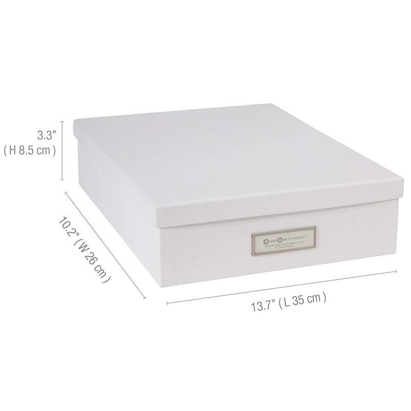 Bigso Oskar Fiberboard Label Frame Document Letter Box, 3.3 x 10.2 x 13.8 in, White