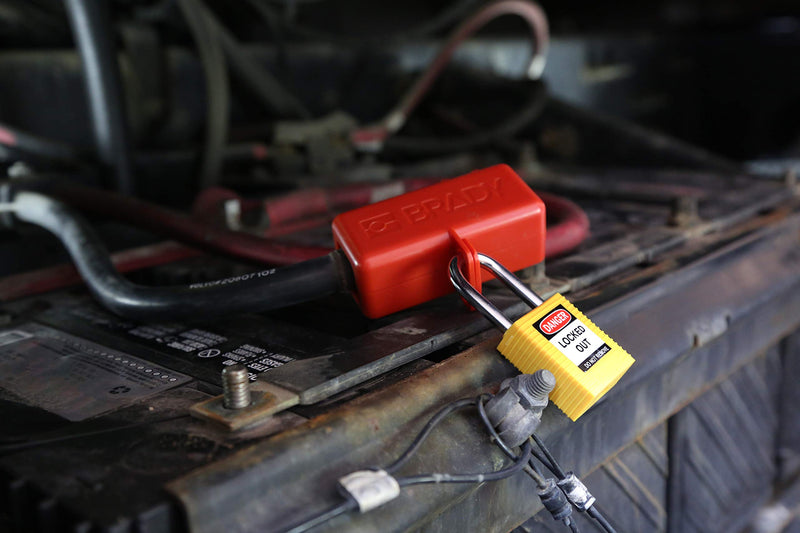 Brady-150820 BatteryBlock Battery Cable Lockout, Commercial Vehicle Max Cord Dia 0.94-Red