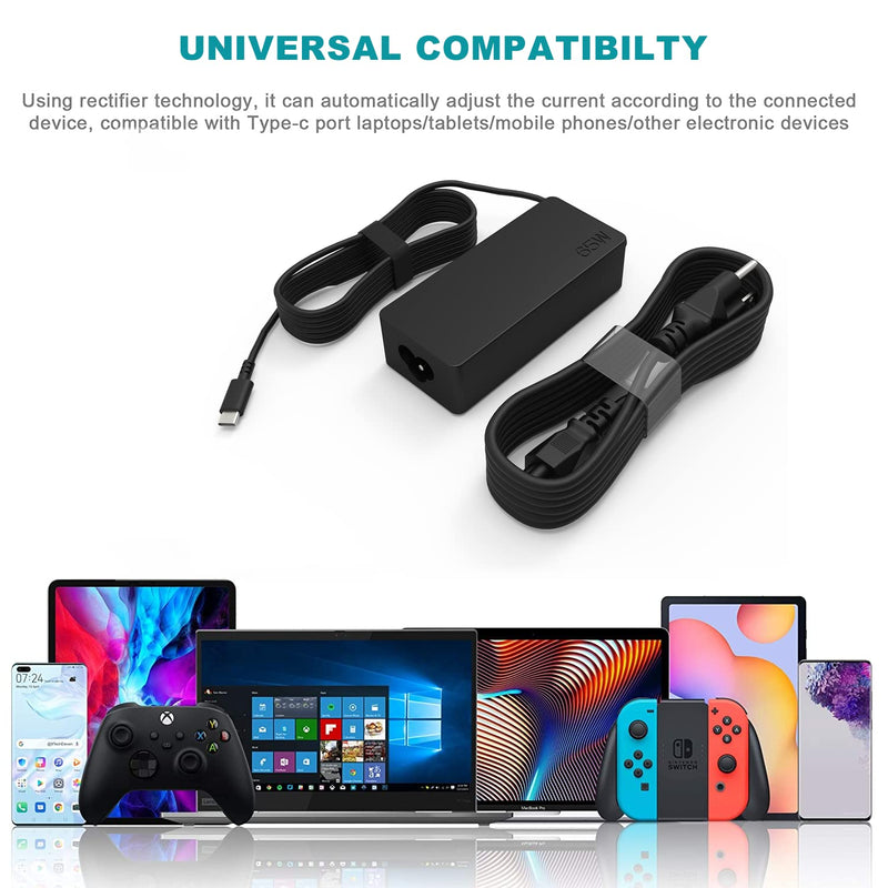 65W 45W USB C Charger for Dell Latitude 7420 5520 7410 5320 5420 7310 7320 9420 9510 7390 Chromebook 3100 3400 3380 5190 5300 XPS 13 9305 P28T P29T P86F P30T LA65NM170 HA65NM170 DA65NM190 LA65NM190