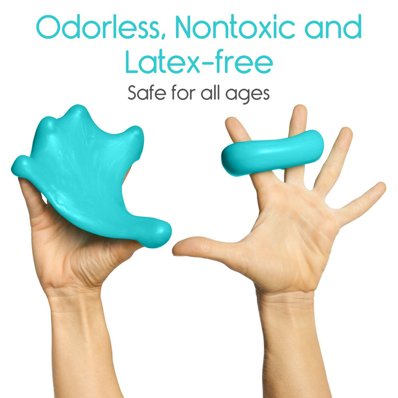 Vive Therapy Putty, Occupational Hand Tools (2 Pack) - Sensory Stress Relief - for Physical Exercise, Finger Pain, Grip Strength, Rehab, Arthritis, Adults, Forearms, Fidgeting, Motor Skills Teal (Xx-soft)