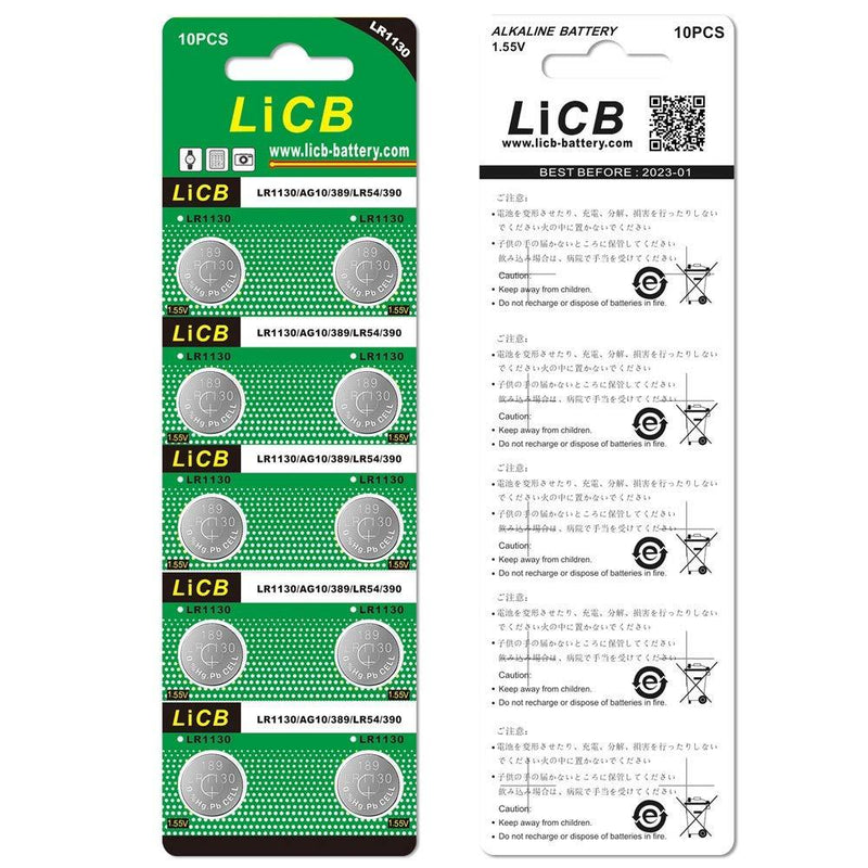 LiCB 40 Pack LR1130 AG10 Batteries 1.5V Alkaline Button Cell Battery