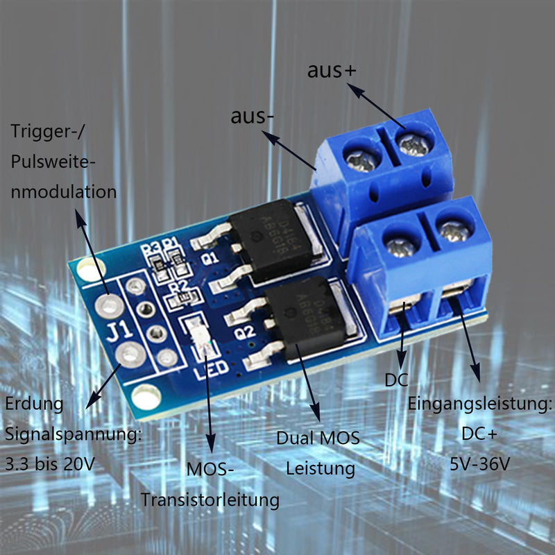 20 Pcs DC 5v-36v 400W FET Trigger Switch Drive Module Board Dual Mosfet Driver Module Dual High-Performance Switching Driver Module PWM Regulator Control Panel Driver Module for Ar-duino