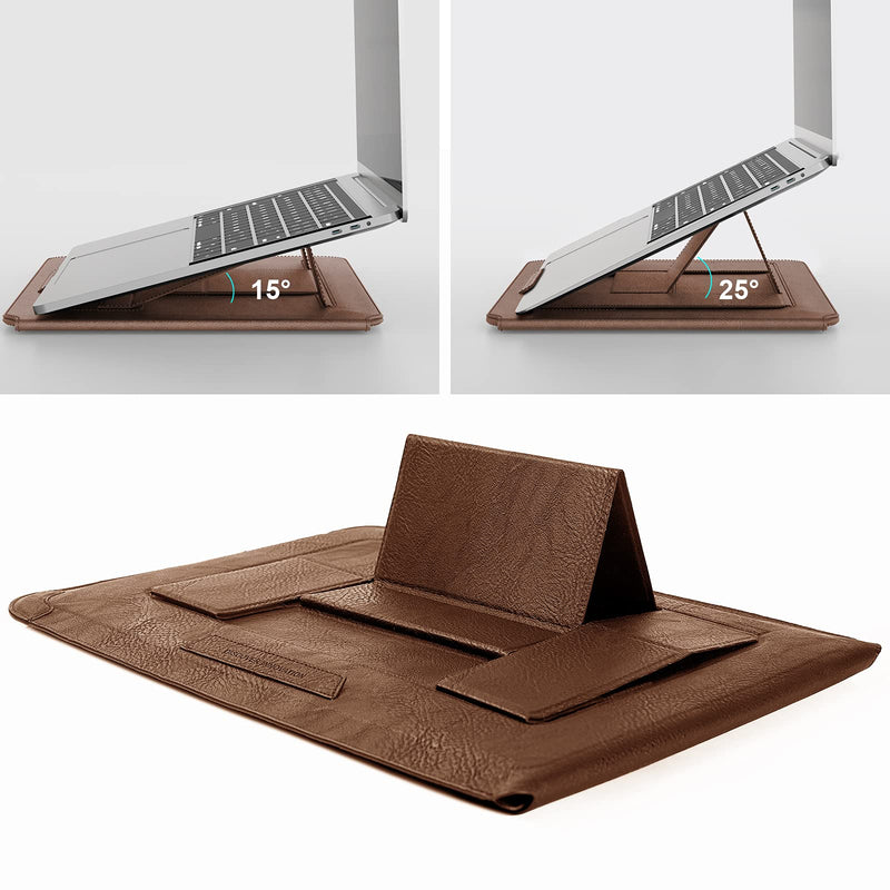 Nillkin 13 inch Laptop Sleeve Case Laptop Stand Adjustable, Computer Shock Resistant Bag with Mouse Pad for 13" MacBook Pro and MacBook Air, XPS 13, Surface Book 13.5", 12.9" New iPad Pro, Brown