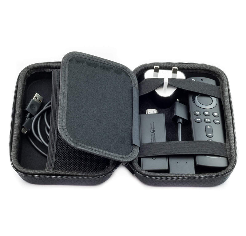 Hard Carry Case for Amazon Fire TV Stick 4K / Fire TV Stick Remote Control Cables and Charger - Protective Portable Travel Hard EVA Cover Shockproof Storage Bag Pouch, Black