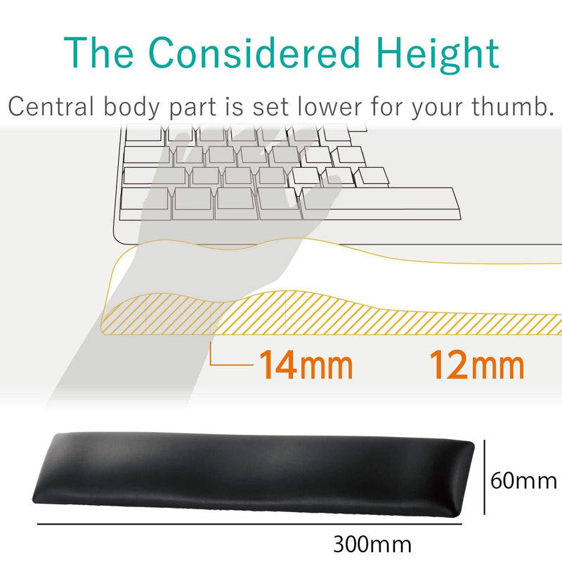 ELECOM Wrist Rest FITTIO Long Type/Fatigue Reduction/Ergonomic Design/Comfortable/Memory Foam/Anti Skid Black MOH-FTPBK