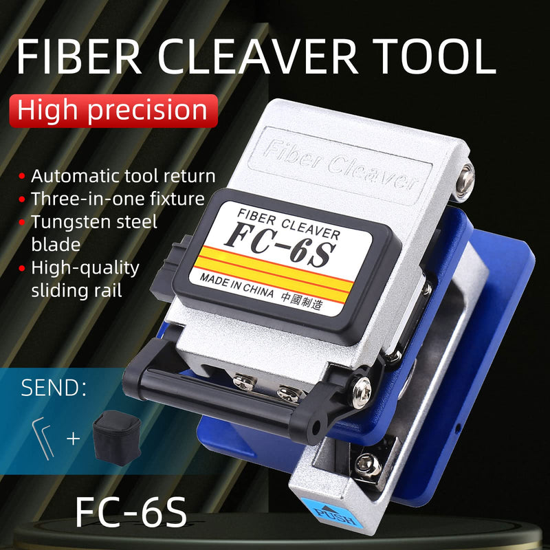 FTTH optical fiber tool kit with 36000 cutter FC-6S and optical fiber drop cable optical fiber stripper CFS-3 stainless steel Adjustable openin three-port hole optical fiber cold connection (5 in 1) 5 in 1