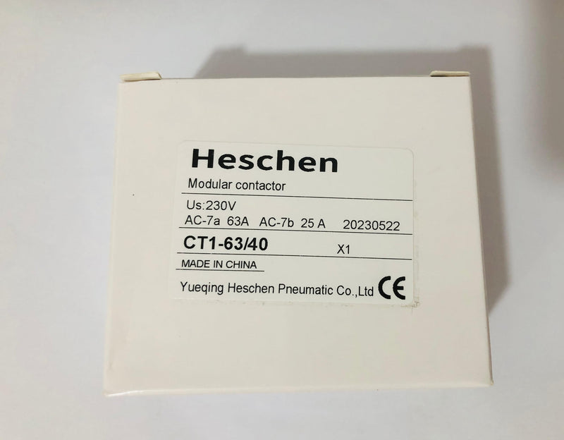 Heschen Household AC Contactor CT1-63 4 Pin Open AC 220V/240V Coil Voltage 35mm DIN Rail Mounting