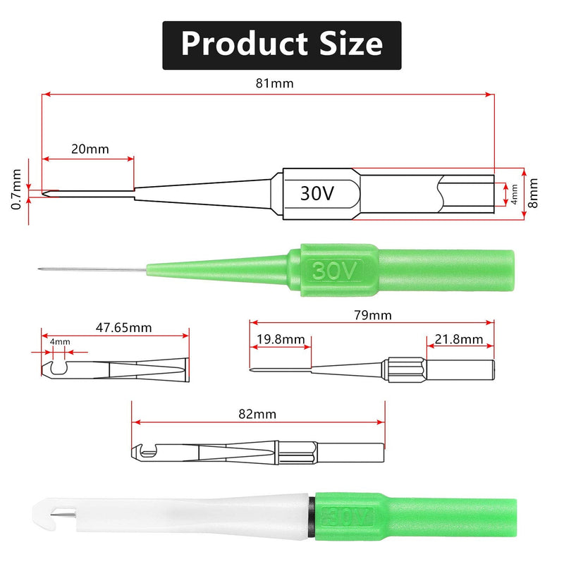 19 Pieces Wire Piercing Probe Insulation Back Probes, Probe Non-destructive Pin, Back Probe Kit Automotive for Test Car, 2 Styles