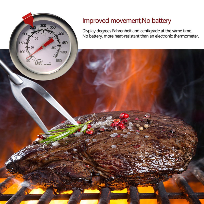 KT THERMO Deep Fry Thermometer With Instant Read,Dial Thermometer,12" Stainless Steel Stem Meat Cooking Thermometer,Best for Turkey,BBQ,Grill 12-Inch(1pack）