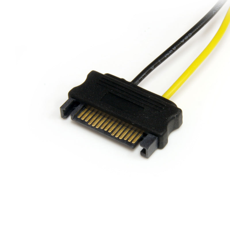 StarTech.com 6in SATA Power to 6 Pin PCI Express Video Card Power Cable Adapter - SATA to 6 pin PCIe power, Black, Yellow (SATPCIEXADAP)