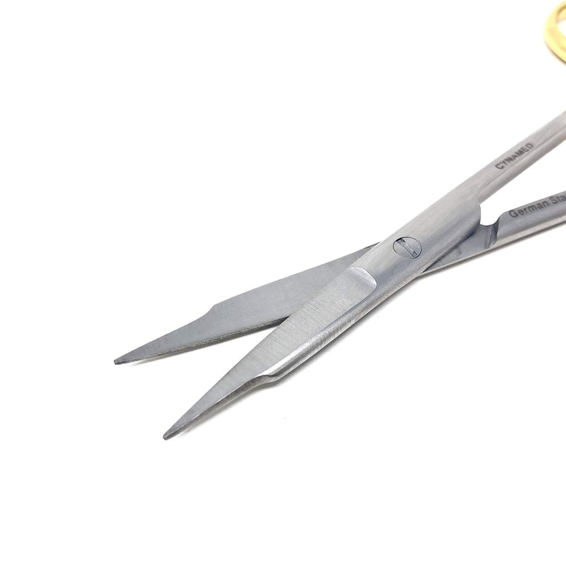 Goldman Fox Scissor 13 cm - Super Cut Sharpness - Premium Quality German Stainless Steel - Gold Handles by Cynamed (Straight Blades) … (Straight Blades)
