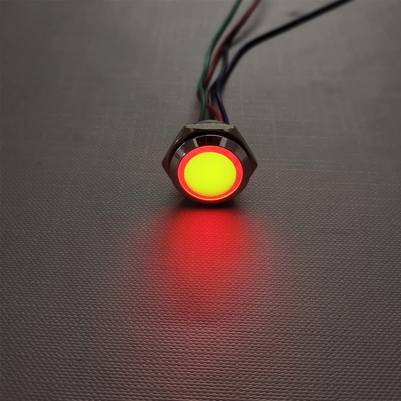 GUUZI 4pcs 12V-24V RGB Triple (Red Green Blue) Metal LED Indicator Light 16mm Waterproof Signal Lamp with Cable Red/Blue/Green-16mm