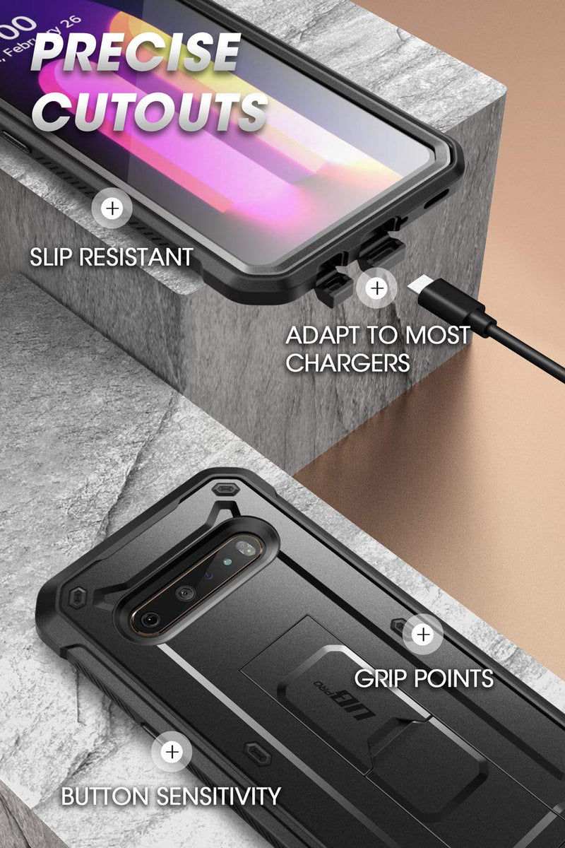 SUPCASE Unicorn Beetle Pro Series Case Designed for LG V60 ThinQ (2020 Release),Full-Body Rugged Holster & Kickstand Case with Built-in Screen Protector (Black) Black