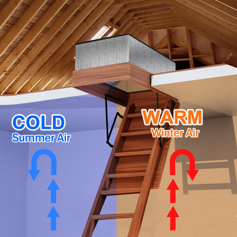 Eapele Attic Stairs Insulation Cover Tent 25”x54”x11” for Pull Down Stairs, Double Bubble Reflective Radiant Barrier Reflects 95% of Radiant Heat