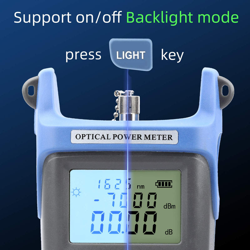 FTTH Fiber Optical Cable Tester Tool Fiber Optic Power Meter Test Seven Wavelength +10 to -70dBm for SC FC ST Connector CATV Testing and Telecommunciation