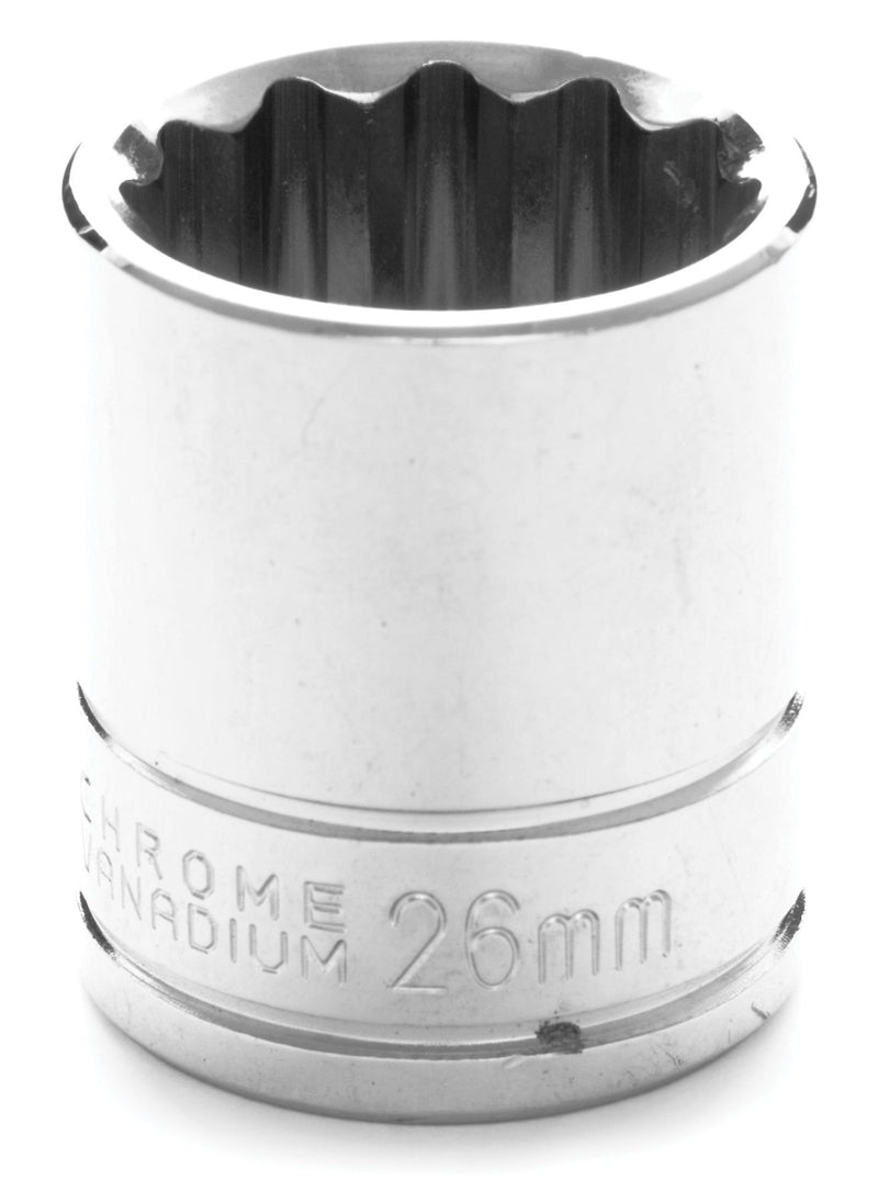 Performance Tool W32826 1/2 Drive 12-Point Socket, 26mm Metric