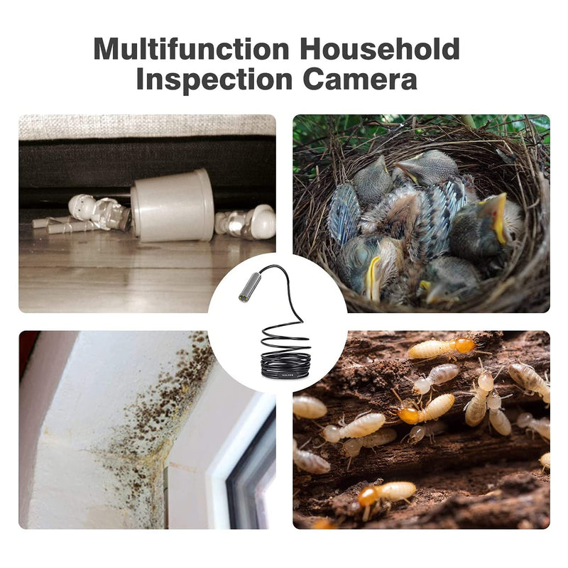 3rd Generation USB Borescope, Teslong Auto Focus Endoscope Camera with 5.0 Megapixels FHD Micro Inspection Camera, Waterproof Semi-Rigid Snake Cable, Multifunction Soldering Camera(5m/16ft)