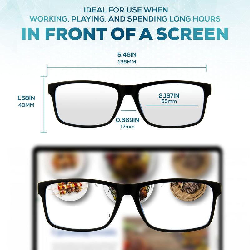 Blue Light Blocking Glasses â€“ Anti-Fatigue Computer Monitor Gaming Glasses Prevent Headaches Gamer Glasses Black/Blue 0.0 x