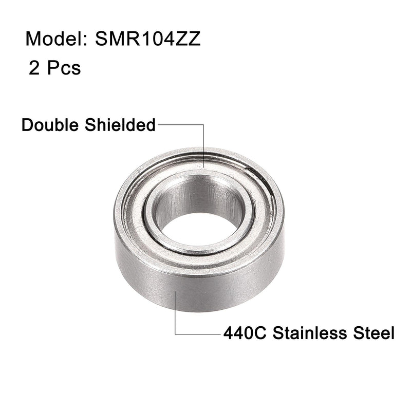 uxcell SMR104ZZ Stainless Steel Ball Bearing 4x10x4mm Double Shielded Bearings 2pcs