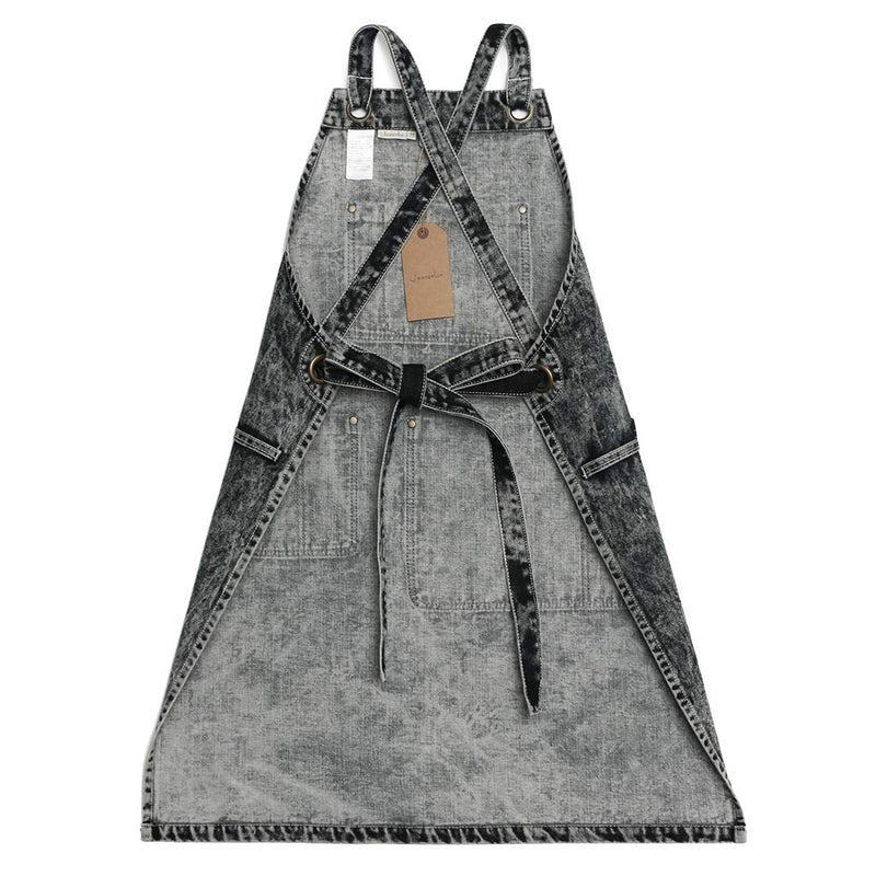Jeanerlor - Denim Apron With Pockets for Women and Men - Washing Style | Adjustable S to XXL Adjustable:S to L Black