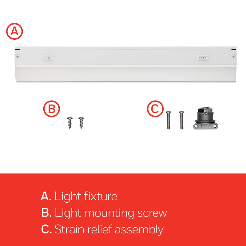 UltraPro 12in. Direct Wire LED Light Fixture, Selectable White, Selectable Brightness, LED Light Strip, Under Cabinet Lighting, 45366 12 in.