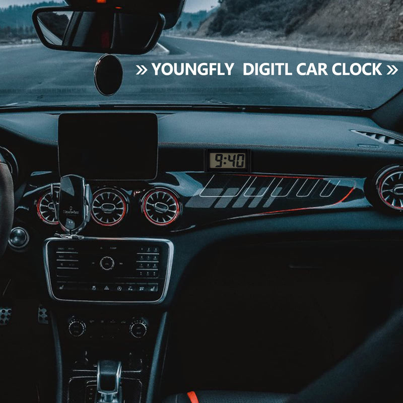 YOUNGFLY Mini Car Clock Auto Car Truck Dashboard Time Self-Adhesive Bracket Vehicle Electronic Digital Clock 1