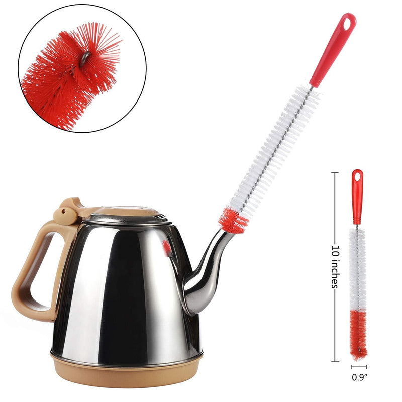 ALINK 5-Pack Red Bottle Brush Cleaner Set - Long Large Cleaing Brush for Narrow Neck Wine/Beer Bottles, Hydro Flask, Thermos, Hummingbird Feeder, S’Well, Water Bottles, Spout/Lid Brush, Straw Brush