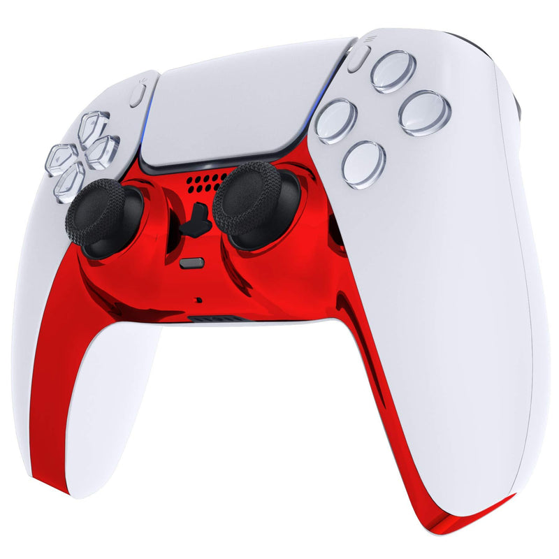 eXtremeRate Chrome Red Glossy Decorative Trim Shell for PS5 Controller, DIY Replacement Clip Shell, Custom Plates Cover for Playstation 5 Controller w/Accent Rings - Controller NOT Included