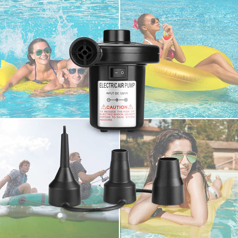 Electric Air Pump, AGPtEK Portable Quick-Fill Air Pump with 3 Nozzles, 110V AC/12V DC, Perfect Inflator/Deflator Pumps for Outdoor Camping, Inflatable Cushions, Air Mattress Beds, Boats, Swimming Ring