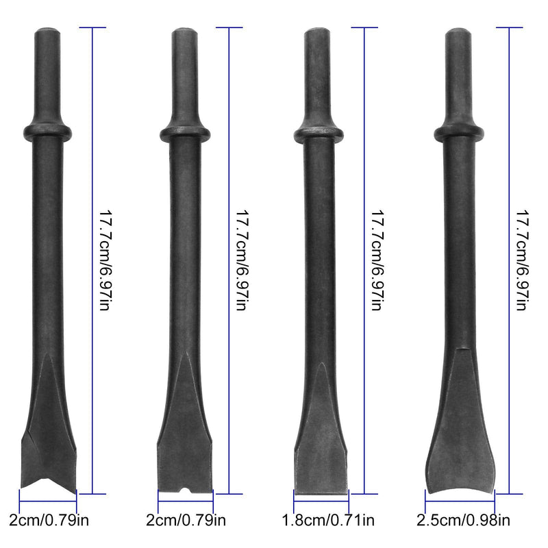 8 PCS Air Hammer Attachments, Air Chisel Bits Air Hammer Bit for 150/190/250 Air Hammer, Chipping Bits Set for Masonry Concrete Demolition